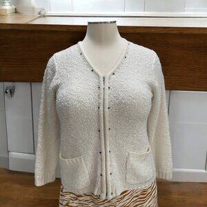Vtg Rochelle California Womens L Boucle‎ Knit Cardigan Retro Classic Grannycore